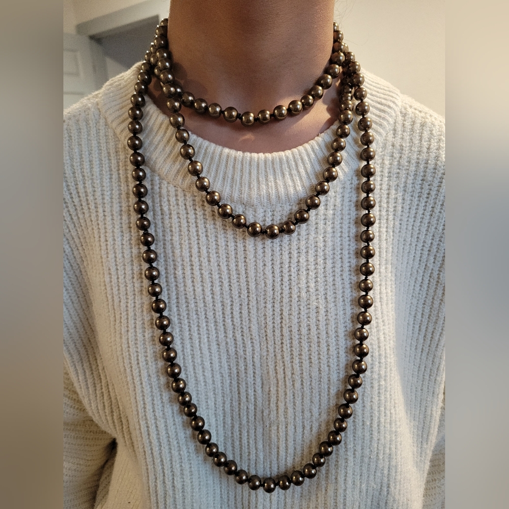 Elegant Brown Beaded Long Necklace